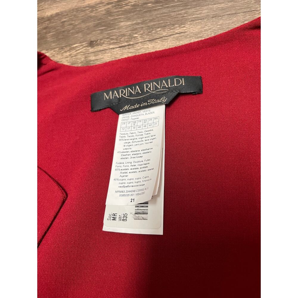 Marina Rinaldi Chiaro Red Wool Open Front Drape Jacket Italy Plus Size 21 NWT - Picture 5 of 11
